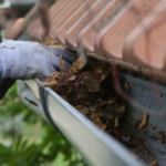 Clearing gutter of leaves